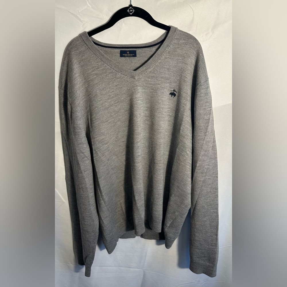 Brooks Brothers‎ Classic Gray Merino Wool V-Neck Sweater